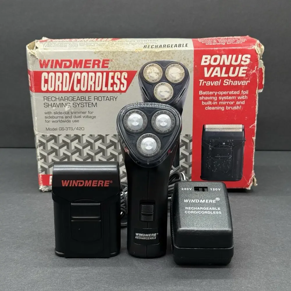 Windmere Rechargeable Rotary Cord Cordless Shaving System Model GS-3TS/420